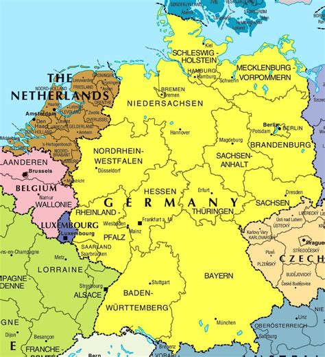 mapa politico alemania y holanda
